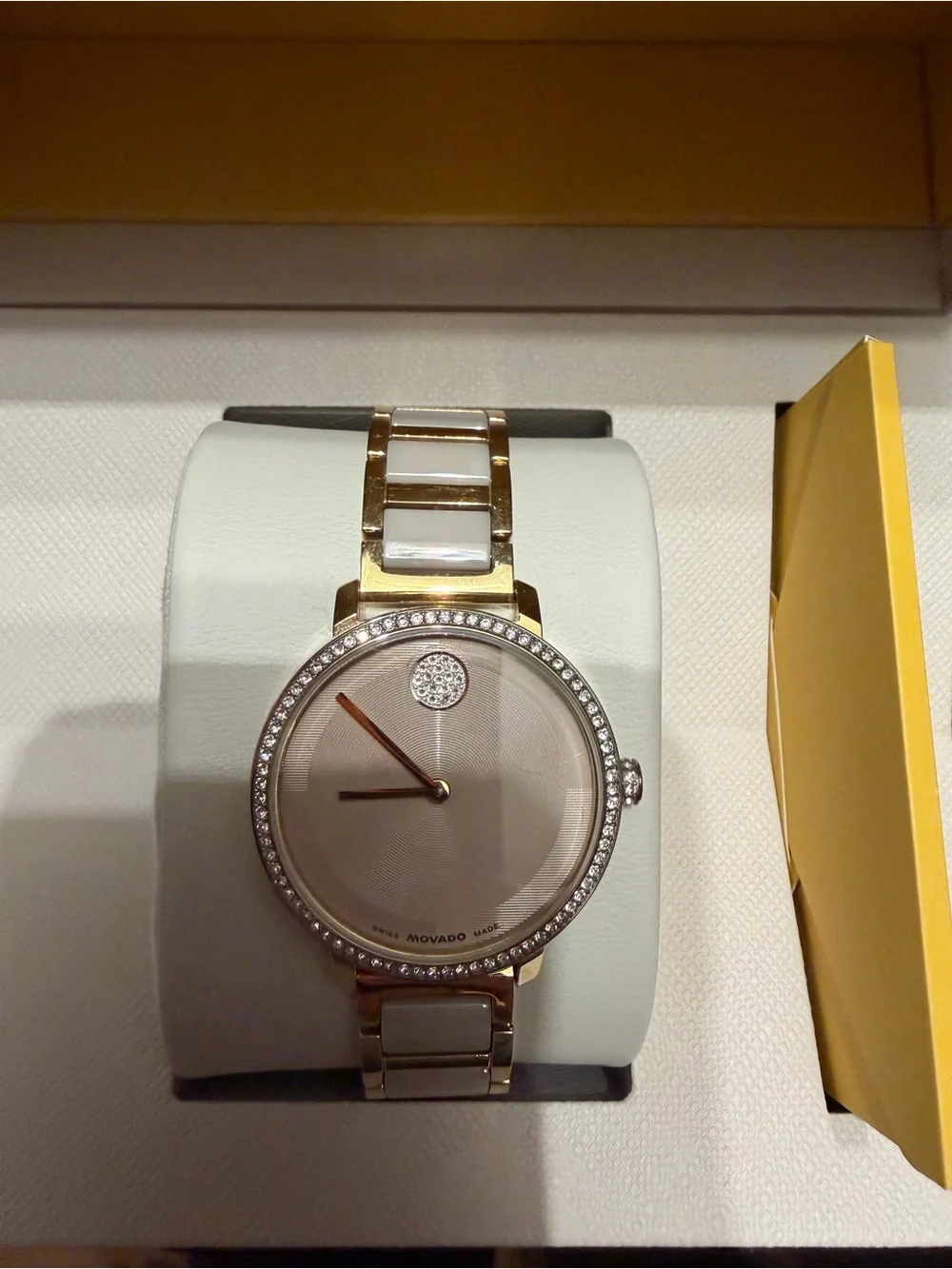 Movado Women’s BOLD Evolution Two-Tone Gold Bracelet Watch with Taupe Dial